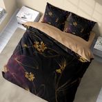 Monohome Siyah Çiçek 3D Pamuk Saten Çift Kişilik 200x220 cm Nevresim Takımı