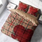 Monohome Square Heart 3D Pamuk Saten Çift Kişilik 200x220 cm Nevresim Takımı