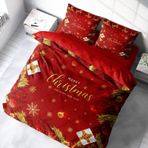 Monohome Yılbaşı Merry Christmas Pamuk Saten Gift 3D Çift Kişilik Nevresim Takımı