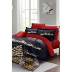 MONOHOME Yılbaşı Nevresim Takımı Çift Kişilik Lacivert Gold Noel Desenli, MONOHOME41076