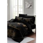 Monohome Yılbaşı Süsü Black Noel %100 Pamuk Saten 3D Çift Kişilik Nevresim Takımı