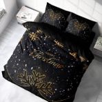 Monohome Yılbaşı Süsü Merry Christmas Çift Kişilik 3d Nevresim Takımı Pamuk - 200 x 220 cm - Siyah