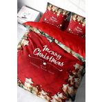 Monohome Yılbaşı Süsü Merry Christmas Pamuk Saten Red Stars 3D Çift Kişilik Nevresim Takımı