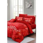 Monohome Yılbaşı Süsü Merry Red Noel %100 Pamuk Saten 3D Çift Kişilik Nevresim Takımı