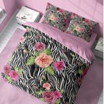 Monohome Zebra Flower 3D Pamuk Saten Çift Kişilik Nevresim Takımı