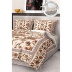 MONOHOME%100 Pamuk Saten Nevresim Takımı Lastikli Çarşaf Deluxe Çift Kişilik 3d Damask - Kahverengi, premium0705HF