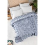 Monolisse Pamuklu Jakar Saçak Bağlamalı Yatak Örtüsü Çift Kişilik - 230X250 cm - 230 x 250 cm - İndigo