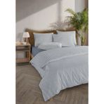 Monolisse Striped %100 Pamuk Ranforce Yezra Lacivert Ipliği Boyalı Nevresim Takımı Tek Kişilik - 160X220 cm - 160 x 220 cm