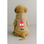 monopetz Baskılı İçi Polarlı Köpek Ve Kedi Kıyafeti & Elbisesi - Bej Renk Kapüşonlu Hoodie B046D 4Xl