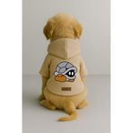 monopetz Baskılı İçi Polarlı Köpek Ve Kedi Kıyafeti & Elbisesi - Bej Renk Kapüşonlu Hoodie B0B3B L