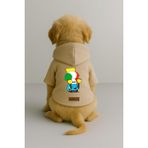 Monopetz Baskılı İçi Polarlı Köpek ve Kedi Kıyafeti & Elbisesi - Bej Renk Kapüşonlu Hoodie B17F0, L