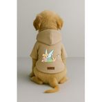 Monopetz Baskılı İçi Polarlı Köpek ve Kedi Kıyafeti & Elbisesi - Bej Renk Kapüşonlu Hoodie B2ADB, S