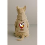 Monopetz Baskılı İçi Polarlı Köpek ve Kedi Kıyafeti & Elbisesi - Bej Renk Kapüşonlu Hoodie B36DF, 6XL
