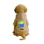Monopetz Baskılı İçi Polarlı Köpek ve Kedi Kıyafeti & Elbisesi - Bej Renk Kapüşonlu Hoodie B51FF, XS