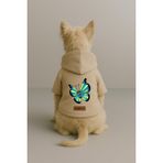 Monopetz Baskılı İçi Polarlı Köpek ve Kedi Kıyafeti & Elbisesi - Bej Renk Kapüşonlu Hoodie B5DBB, S