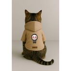 monopetz Baskılı İçi Polarlı Köpek Ve Kedi Kıyafeti & Elbisesi - Bej Renk Kapüşonlu Hoodie B69D9 Xs