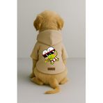 monopetz Baskılı İçi Polarlı Köpek Ve Kedi Kıyafeti & Elbisesi - Bej Renk Kapüşonlu Hoodie B75Ad 5Xl