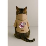 Monopetz Baskılı İçi Polarlı Köpek ve Kedi Kıyafeti & Elbisesi - Bej Renk Kapüşonlu Hoodie B9B02, S