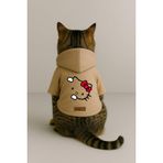 monopetz Baskılı İçi Polarlı Köpek Ve Kedi Kıyafeti & Elbisesi - Bej Renk Kapüşonlu Hoodie Bea80 Xs