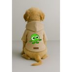 Monopetz Baskılı İçi Polarlı Köpek ve Kedi Kıyafeti & Elbisesi - Bej Renk Kapüşonlu Hoodie BF2F8, 6XL