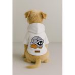 monopetz Baskılı İçi Polarlı Köpek Ve Kedi Kıyafeti & Elbisesi - Beyaz Renk Kapüşonlu Hoodie B0B3B 5Xl