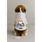 Monopetz Baskılı İçi Polarlı Köpek ve Kedi Kıyafeti & Elbisesi - Beyaz Renk Kapüşonlu Hoodie B1331, 4XL