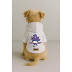 monopetz Baskılı İçi Polarlı Köpek Ve Kedi Kıyafeti & Elbisesi - Beyaz Renk Kapüşonlu Hoodie B589A 4Xl