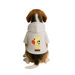 Monopetz Baskılı İçi Polarlı Köpek ve Kedi Kıyafeti & Elbisesi - Beyaz Renk Kapüşonlu Hoodie B5D70, 6XL