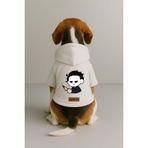 monopetz Baskılı İçi Polarlı Köpek Ve Kedi Kıyafeti & Elbisesi - Beyaz Renk Kapüşonlu Hoodie B692C 2Xl
