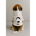 monopetz Baskılı İçi Polarlı Köpek Ve Kedi Kıyafeti & Elbisesi - Beyaz Renk Kapüşonlu Hoodie B692C M