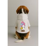 monopetz Baskılı İçi Polarlı Köpek Ve Kedi Kıyafeti & Elbisesi - Beyaz Renk Kapüşonlu Hoodie B69D4 4Xl