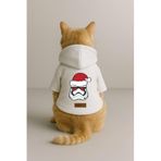 monopetz Baskılı İçi Polarlı Köpek Ve Kedi Kıyafeti & Elbisesi - Beyaz Renk Kapüşonlu Hoodie B6F11 5Xl