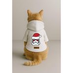 monopetz Baskılı İçi Polarlı Köpek Ve Kedi Kıyafeti & Elbisesi - Beyaz Renk Kapüşonlu Hoodie B6F11 6Xl