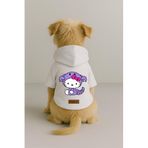 monopetz Baskılı İçi Polarlı Köpek Ve Kedi Kıyafeti & Elbisesi - Beyaz Renk Kapüşonlu Hoodie B9357 3Xl
