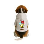 Monopetz Baskılı İçi Polarlı Köpek ve Kedi Kıyafeti & Elbisesi - Beyaz Renk Kapüşonlu Hoodie B94BB, 4XL