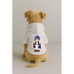 Monopetz Baskılı İçi Polarlı Köpek ve Kedi Kıyafeti & Elbisesi - Beyaz Renk Kapüşonlu Hoodie B9642, 4XL