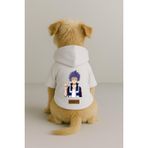 Monopetz Baskılı İçi Polarlı Köpek ve Kedi Kıyafeti & Elbisesi - Beyaz Renk Kapüşonlu Hoodie B9642, XS