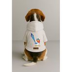 monopetz Baskılı İçi Polarlı Köpek Ve Kedi Kıyafeti & Elbisesi - Beyaz Renk Kapüşonlu Hoodie B9989 L