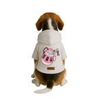 Monopetz Baskılı İçi Polarlı Köpek ve Kedi Kıyafeti & Elbisesi - Beyaz Renk Kapüşonlu Hoodie B9B02, S