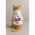 monopetz Baskılı İçi Polarlı Köpek Ve Kedi Kıyafeti & Elbisesi - Beyaz Renk Kapüşonlu Hoodie Ba714 M