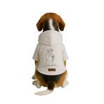 Monopetz Baskılı İçi Polarlı Köpek ve Kedi Kıyafeti & Elbisesi - Beyaz Renk Kapüşonlu Hoodie BA719, 2XL