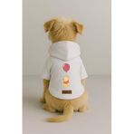 Monopetz Baskılı İçi Polarlı Köpek ve Kedi Kıyafeti & Elbisesi - Beyaz Renk Kapüşonlu Hoodie BB575, 2XL