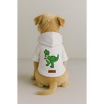 Monopetz Baskılı İçi Polarlı Köpek ve Kedi Kıyafeti & Elbisesi - Beyaz Renk Kapüşonlu Hoodie BDFBE, M