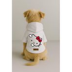 monopetz Baskılı İçi Polarlı Köpek Ve Kedi Kıyafeti & Elbisesi - Beyaz Renk Kapüşonlu Hoodie Bea80 3Xl