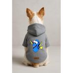 monopetz Baskılı İçi Polarlı Köpek Ve Kedi Kıyafeti & Elbisesi - Gri Renk Kapüşonlu Hoodie B11Ad 4Xl