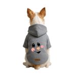 monopetz Baskılı İçi Polarlı Köpek Ve Kedi Kıyafeti & Elbisesi - Gri Renk Kapüşonlu Hoodie B1A80 5Xl