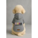 monopetz Baskılı İçi Polarlı Köpek Ve Kedi Kıyafeti & Elbisesi - Gri Renk Kapüşonlu Hoodie B1F58 Xl