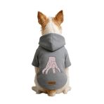 Monopetz Baskılı İçi Polarlı Köpek ve Kedi Kıyafeti & Elbisesi - Gri Renk Kapüşonlu Hoodie B42CC, L