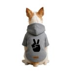 Monopetz Baskılı İçi Polarlı Köpek ve Kedi Kıyafeti & Elbisesi - Gri Renk Kapüşonlu Hoodie B5429, L