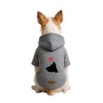 Monopetz Baskılı İçi Polarlı Köpek ve Kedi Kıyafeti & Elbisesi - Gri Renk Kapüşonlu Hoodie B5875, 6XL